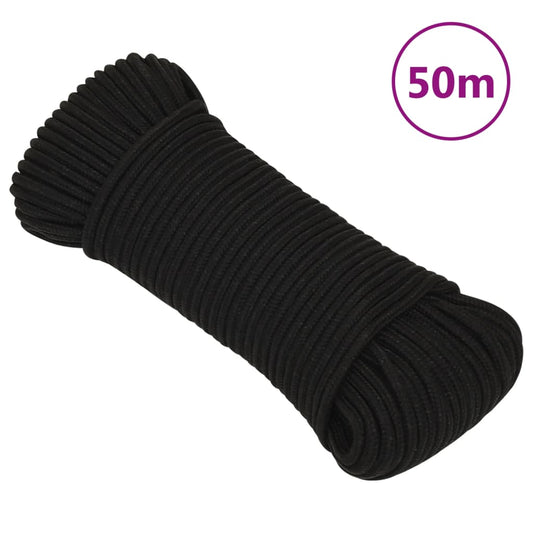Berkfield Work Rope Black 4 mm 50 m Polyester