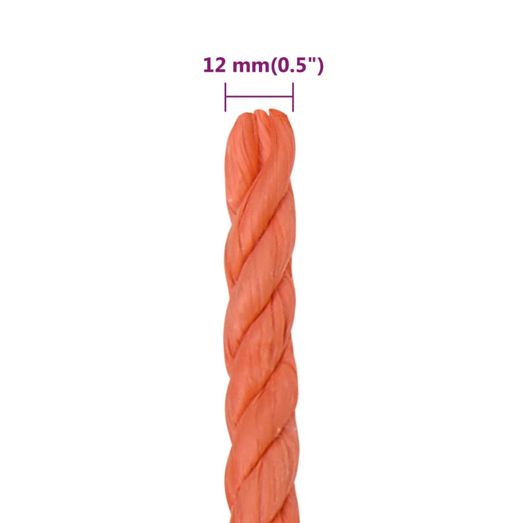 Berkfield Work Rope Orange 12 mm 50 m Polypropylene