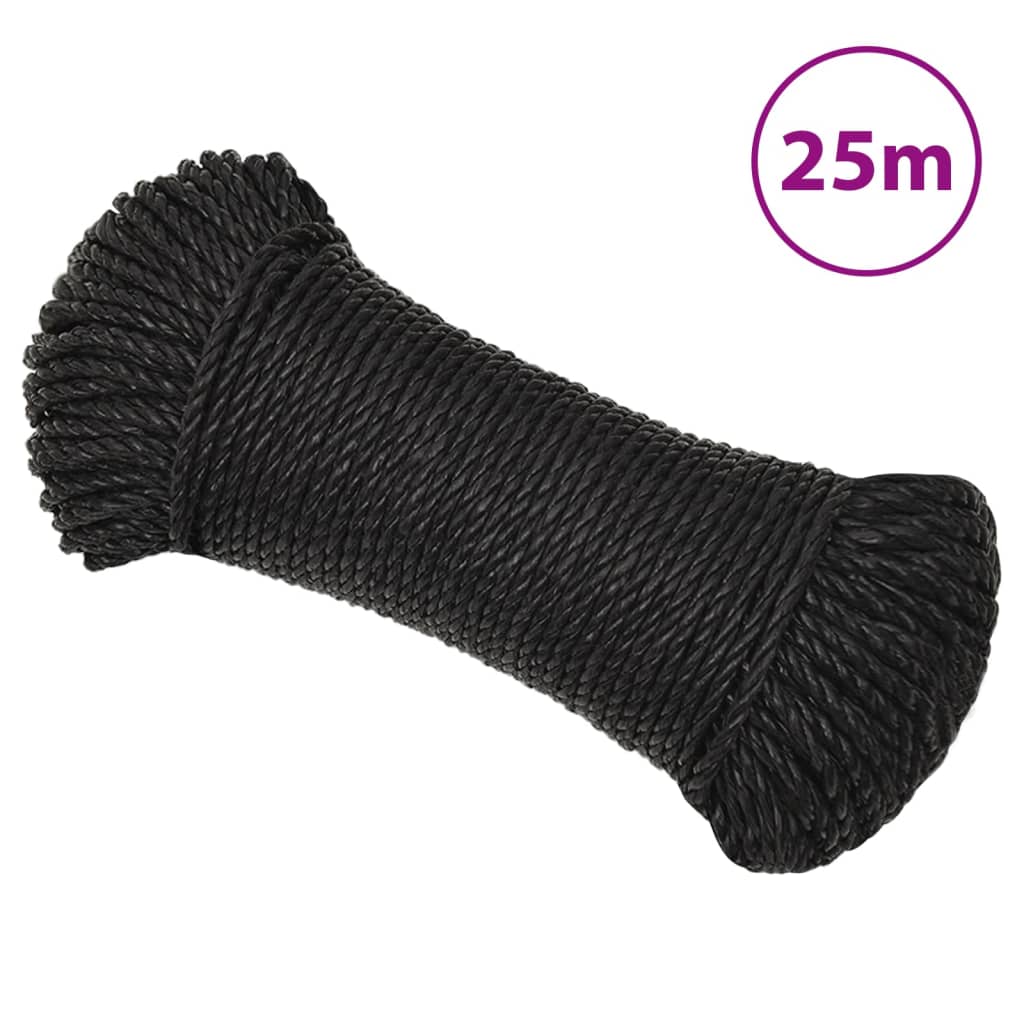 Berkfield Work Rope Black 6 mm 25 m Polypropylene