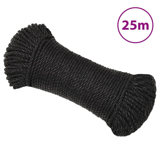 Berkfield Work Rope Black 6 mm 25 m Polypropylene