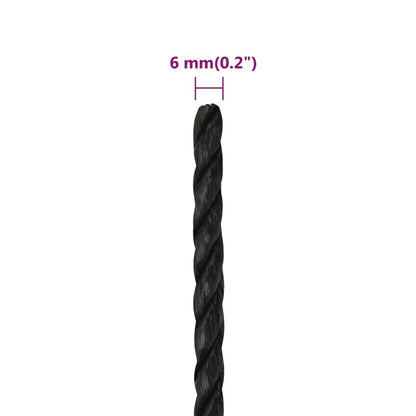 Berkfield Work Rope Black 6 mm 250 m Polypropylene