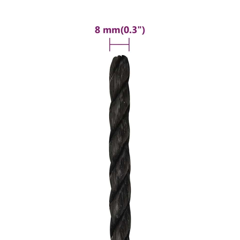 Berkfield Work Rope Black 8 mm 25 m Polypropylene
