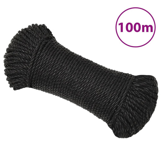 Berkfield Work Rope Black 8 mm 100 m Polypropylene