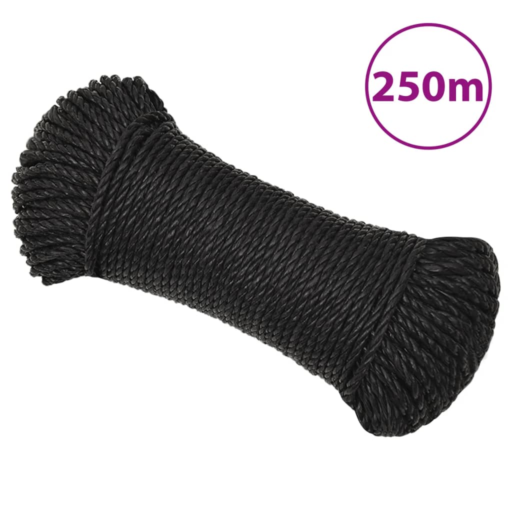 Berkfield Work Rope Black 8 mm 250 m Polypropylene