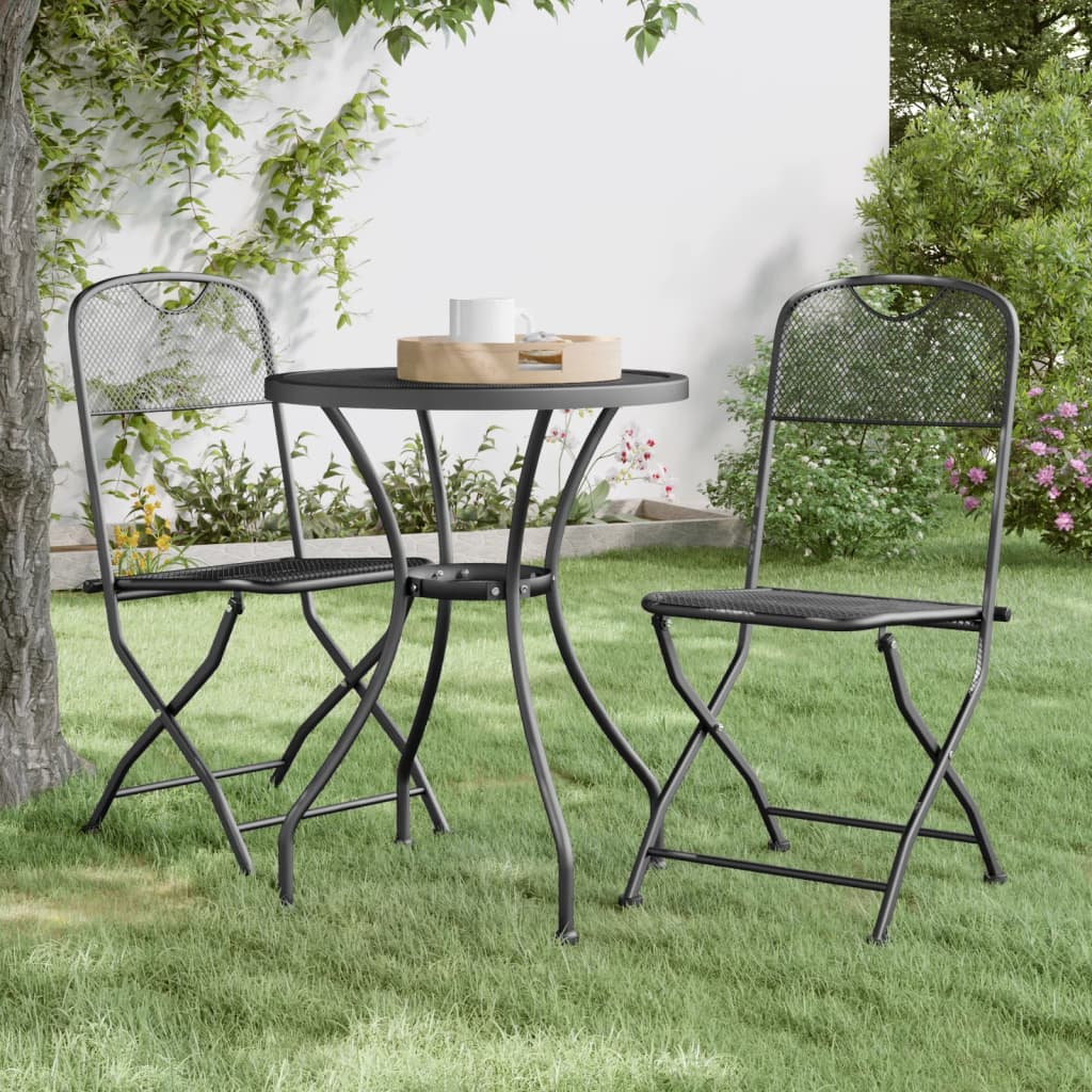 Berkfield 3 Piece Garden Dining Set Expanded Metal Mesh Anthracite