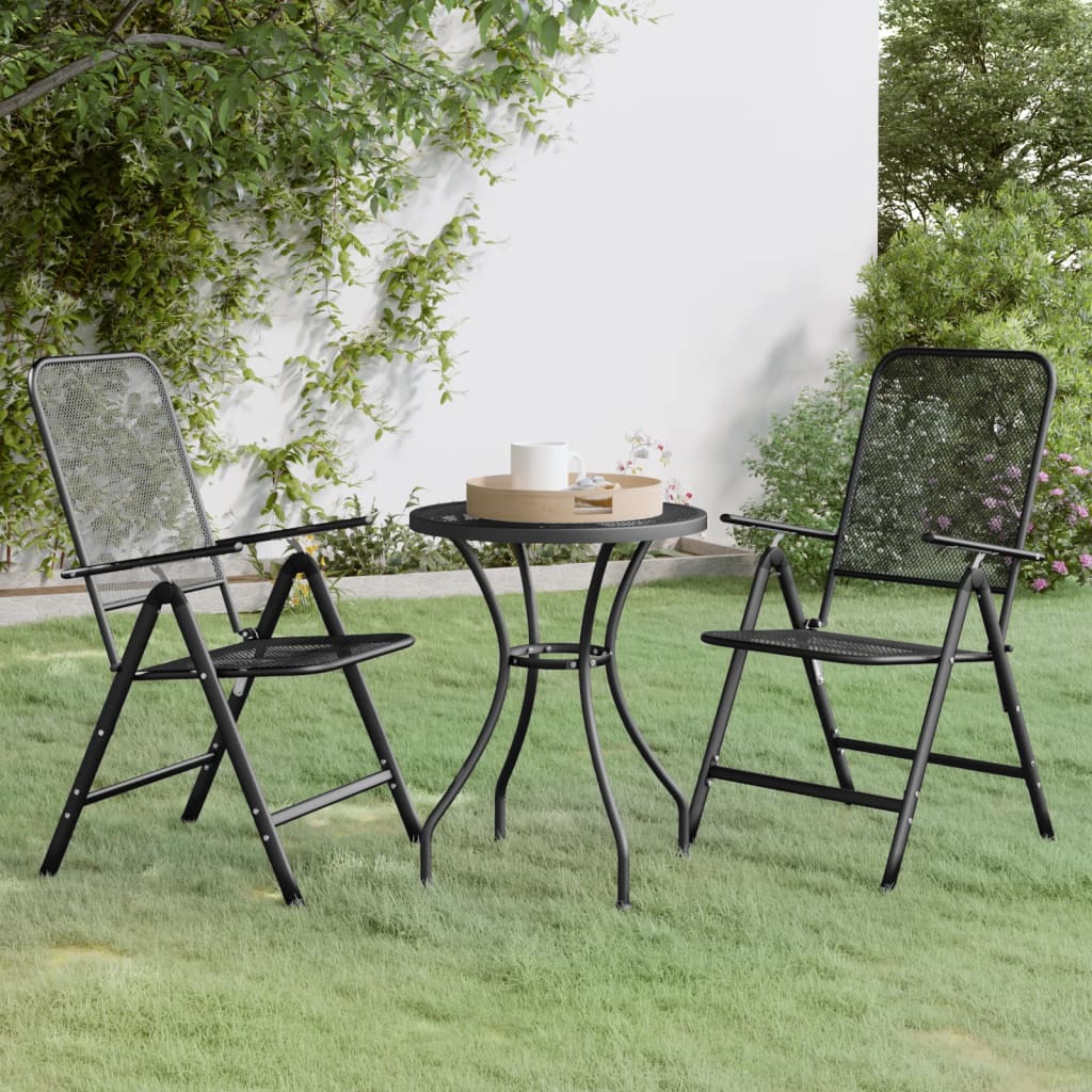 Berkfield 3 Piece Garden Dining Set Expanded Metal Mesh Anthracite