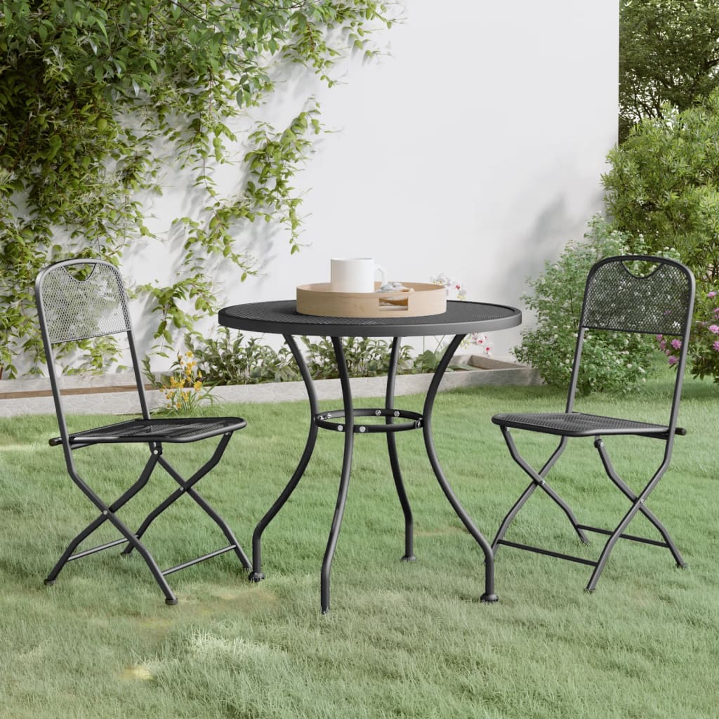 Berkfield 3 Piece Garden Dining Set Expanded Metal Mesh Anthracite