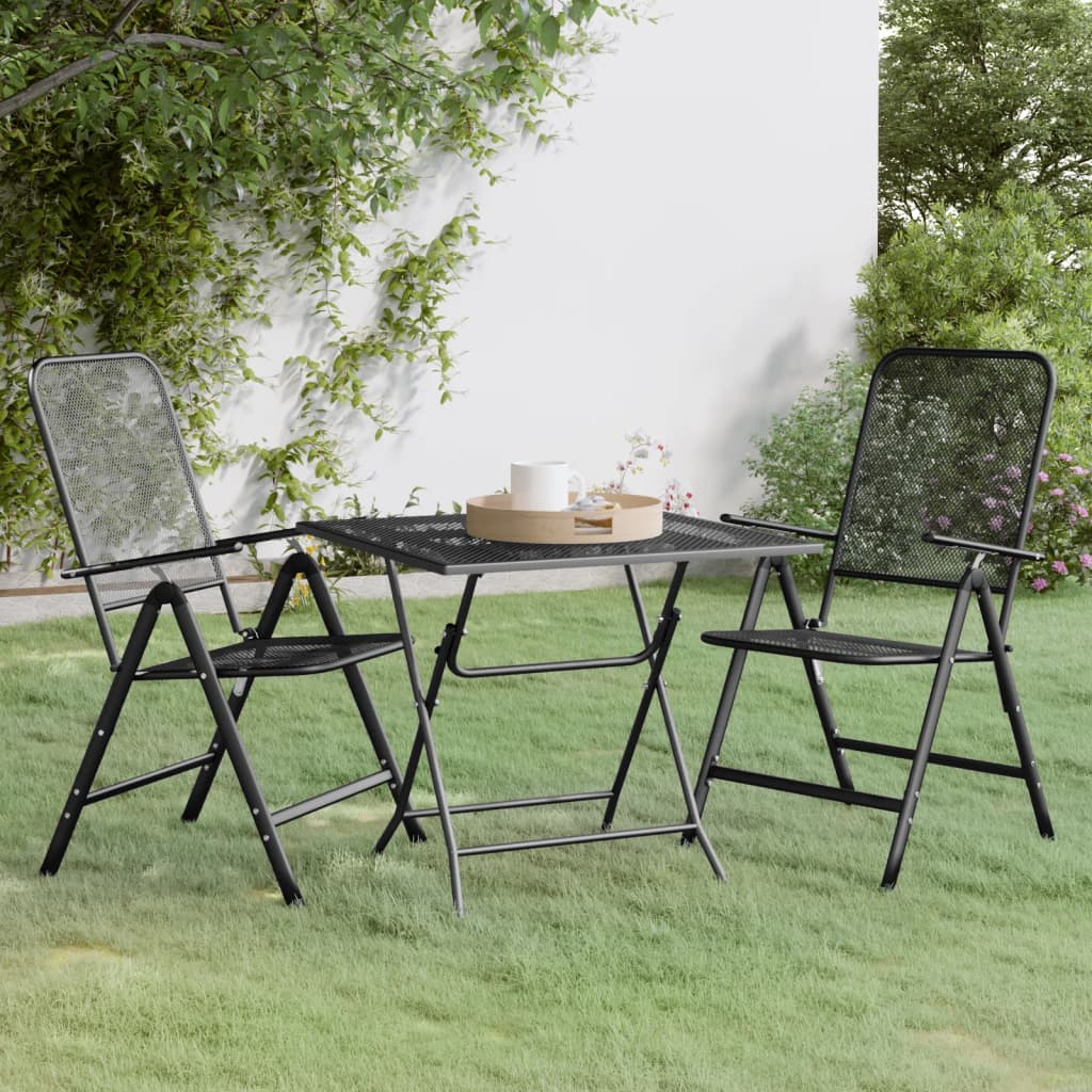 Berkfield 3 Piece Garden Dining Set Expanded Metal Mesh Anthracite