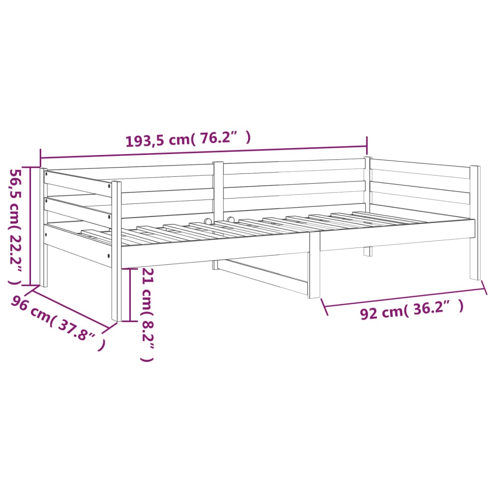 Berkfield Day Bed 90x190 cm Solid Wood Pine