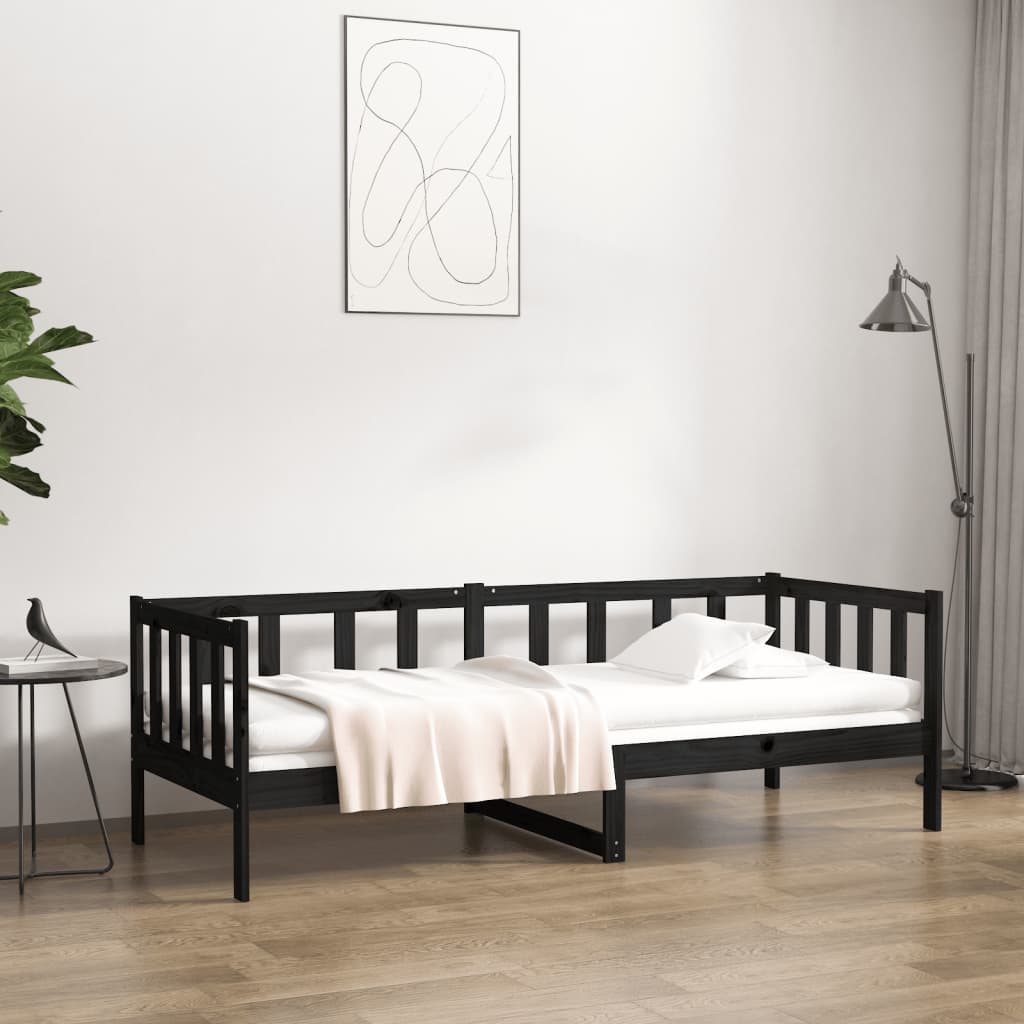 Berkfield Day Bed Black 90x190 cm Solid Wood Pine