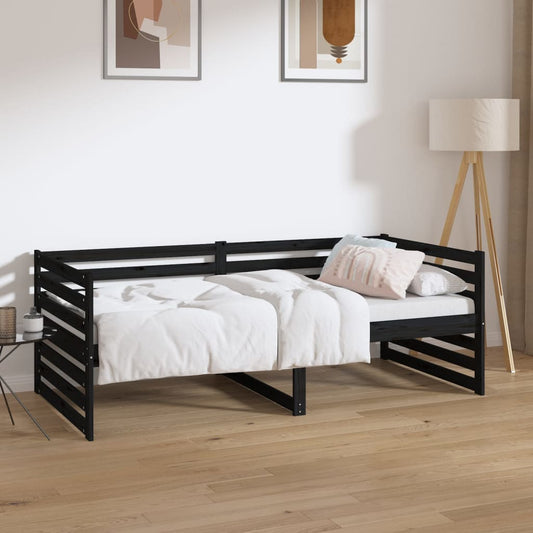 Berkfield Day Bed Black 90x190 cm Solid Wood Pine