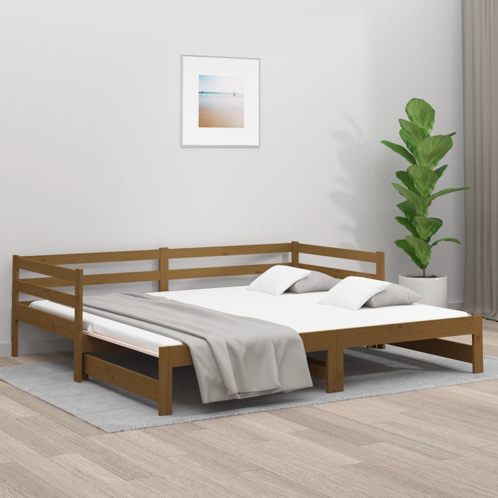 Berkfield Pull-out Day Bed Honey Brown 2x(90x190) cm Solid Wood Pine