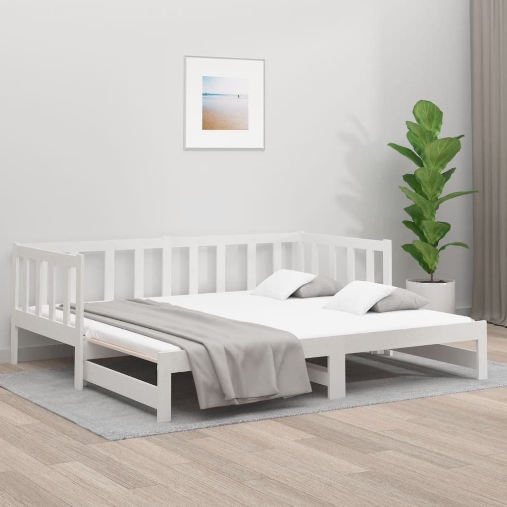 Berkfield Pull-out Day Bed White 2x(90x190) cm Solid Wood Pine