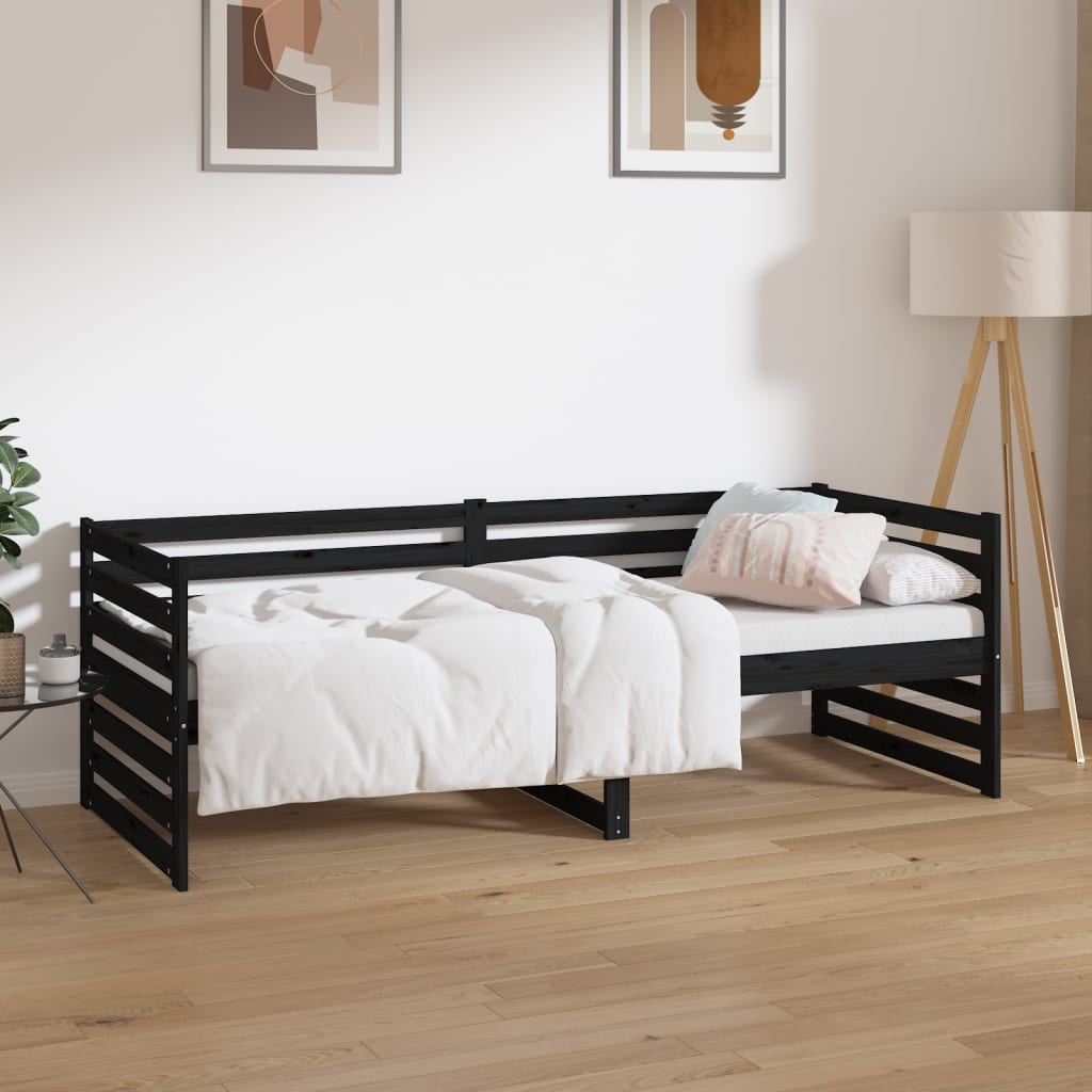 Berkfield Day Bed Black 80x200 cm Solid Wood Pine