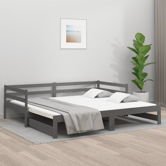 Berkfield Pull-out Day Bed Grey 2x(80x200) cm Solid Wood Pine