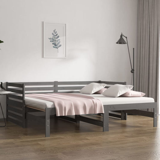 Berkfield Pull-out Day Bed Grey 2x(80x200) cm Solid Wood Pine