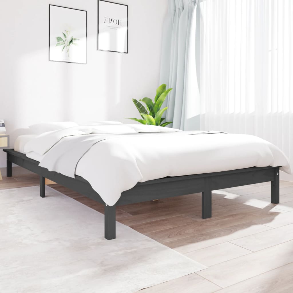 Berkfield Bed Frame Grey 140x200 cm Solid Wood Pine