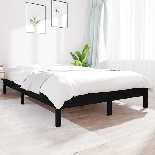 Berkfield Bed Frame Black 140x200 cm Solid Wood Pine