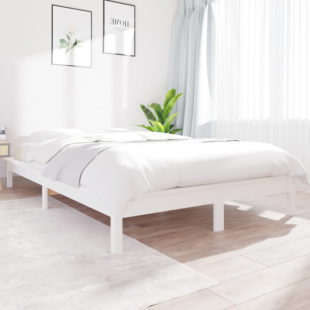 Berkfield Bed Frame White 150x200 cm Solid Wood Pine King Size