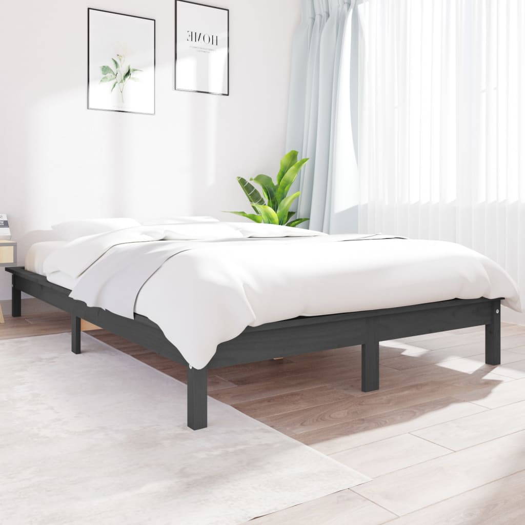 Berkfield Bed Frame Grey 150x200 cm Solid Wood Pine King Size