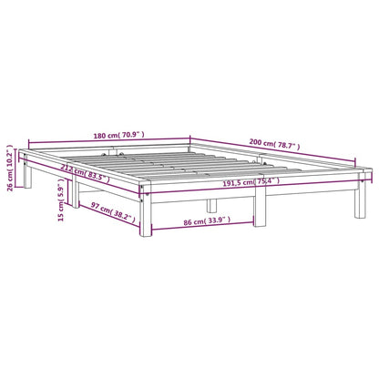 Berkfield Bed Frame 180x200 cm Super King Size Solid Wood Pine