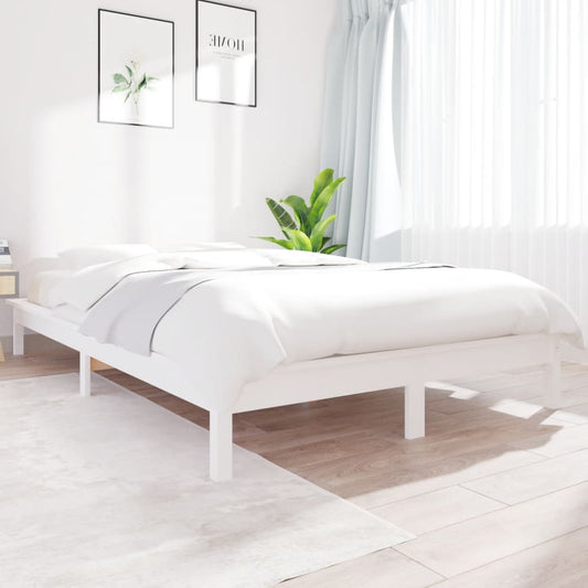Berkfield Bed Frame White 200x200 cm Solid Wood Pine