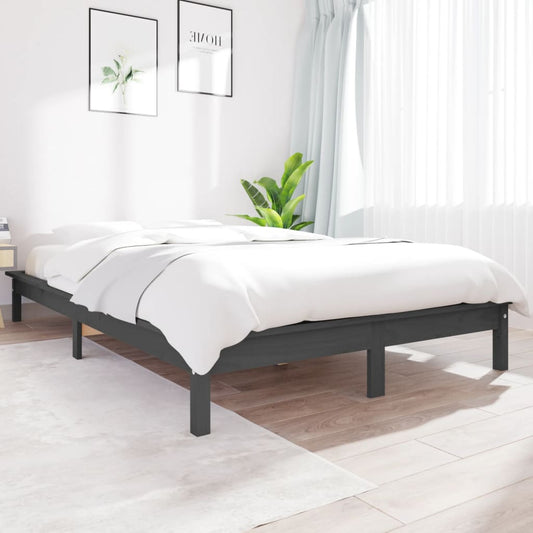 Berkfield Bed Frame Grey 140x190 cm Solid Wood Pine