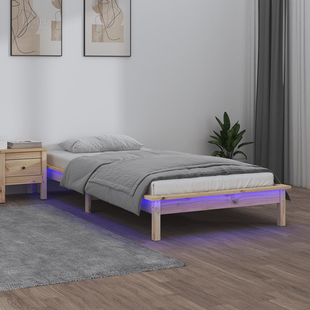 Berkfield LED Bed Frame 90x200 cm Solid Wood