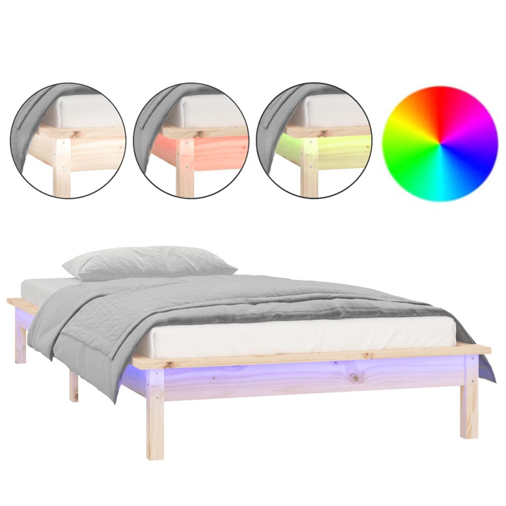 Berkfield LED Bed Frame 100x200 cm Solid Wood