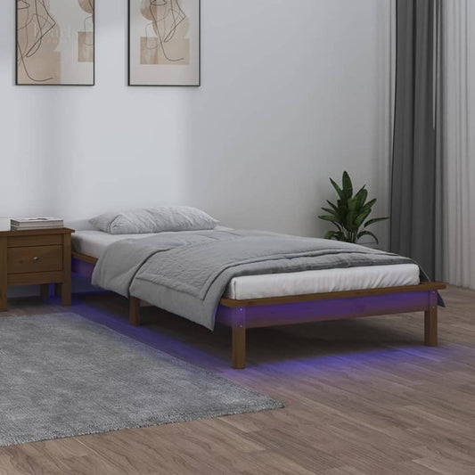 Berkfield LED Bed Frame Honey Brown 100x200 cm Solid Wood