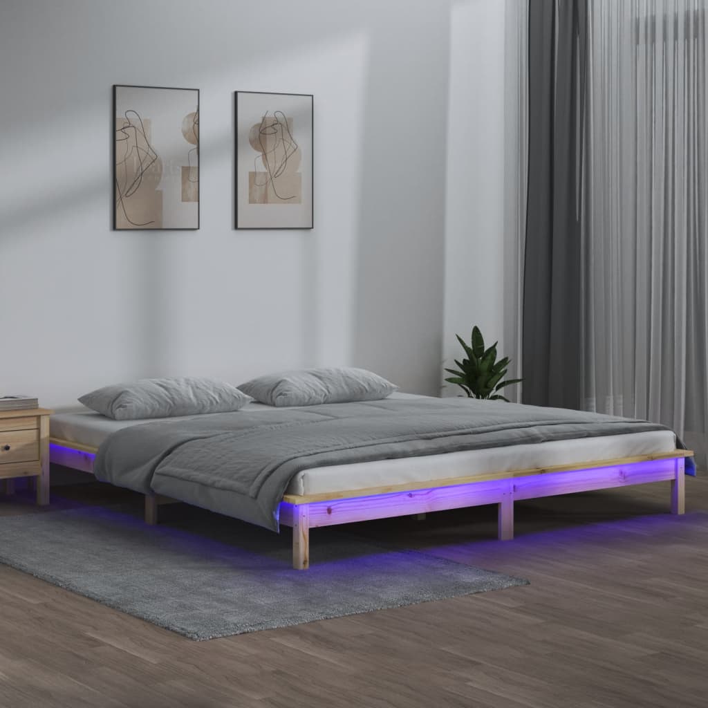 Berkfield LED Bed Frame 140x190 cm Solid Wood