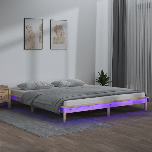 Berkfield LED Bed Frame 140x190 cm Solid Wood