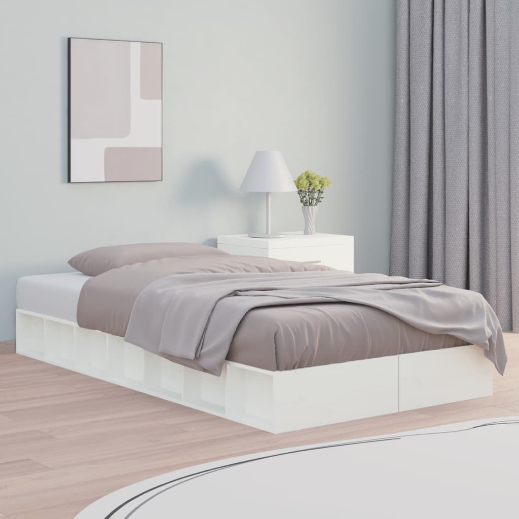 Berkfield Bed Frame White 100x200 cm Solid Wood