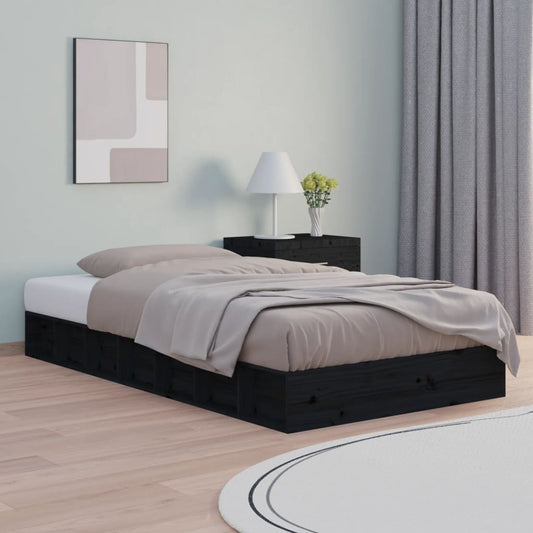 Berkfield Bed Frame Black 90x190 cm Single Solid Wood