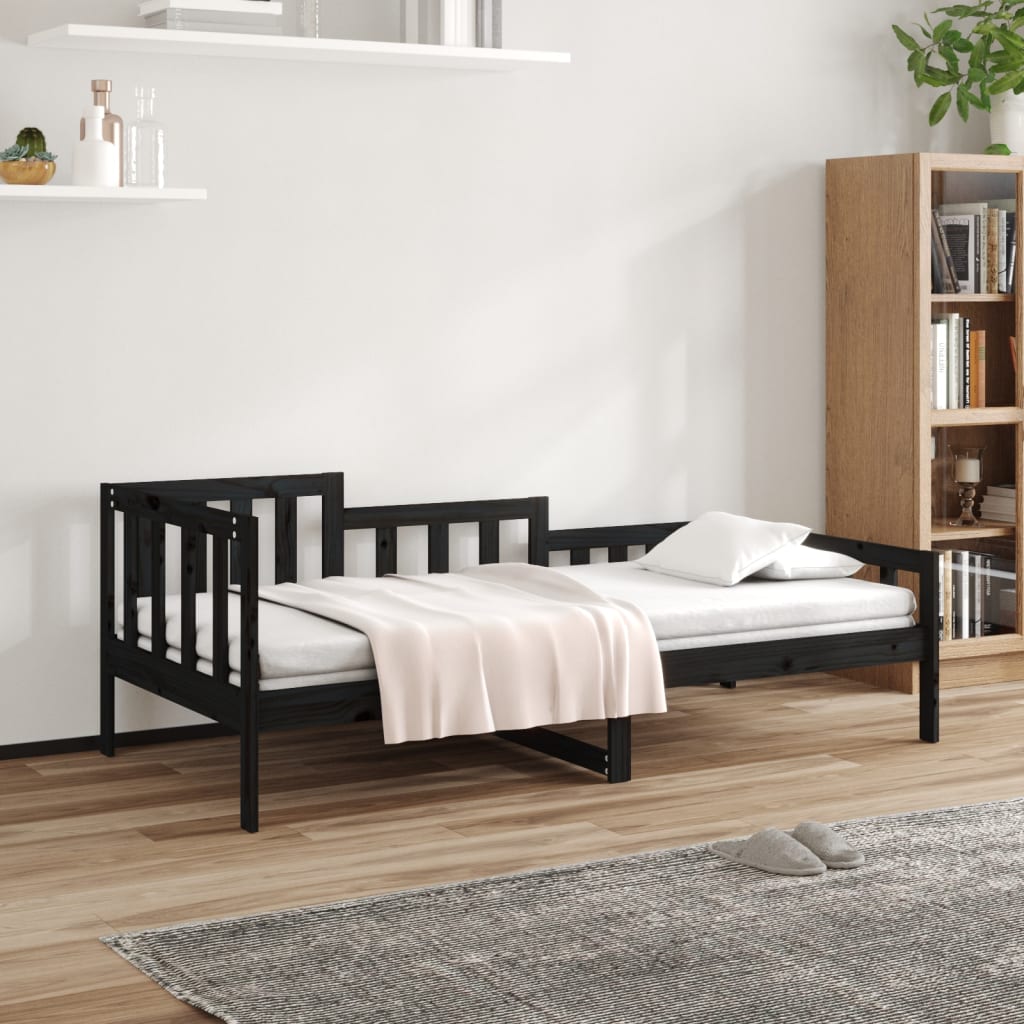 Berkfield Day Bed Black 80x200 cm Solid Wood Pine