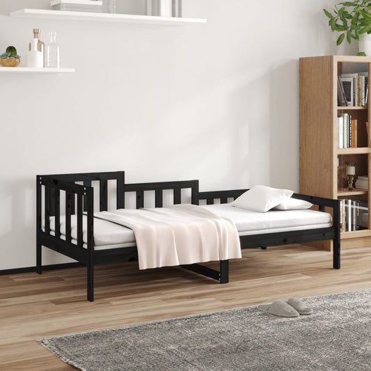 Berkfield Day Bed Black 90x190 cm Solid Wood Pine