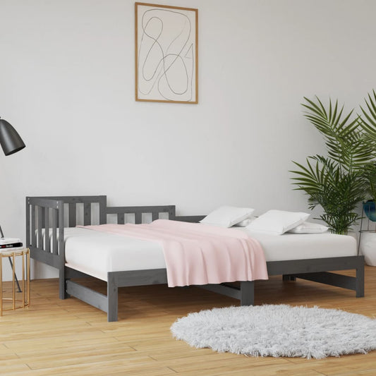 Berkfield Pull-out Day Bed Grey 2x(80x200) cm Solid Wood Pine