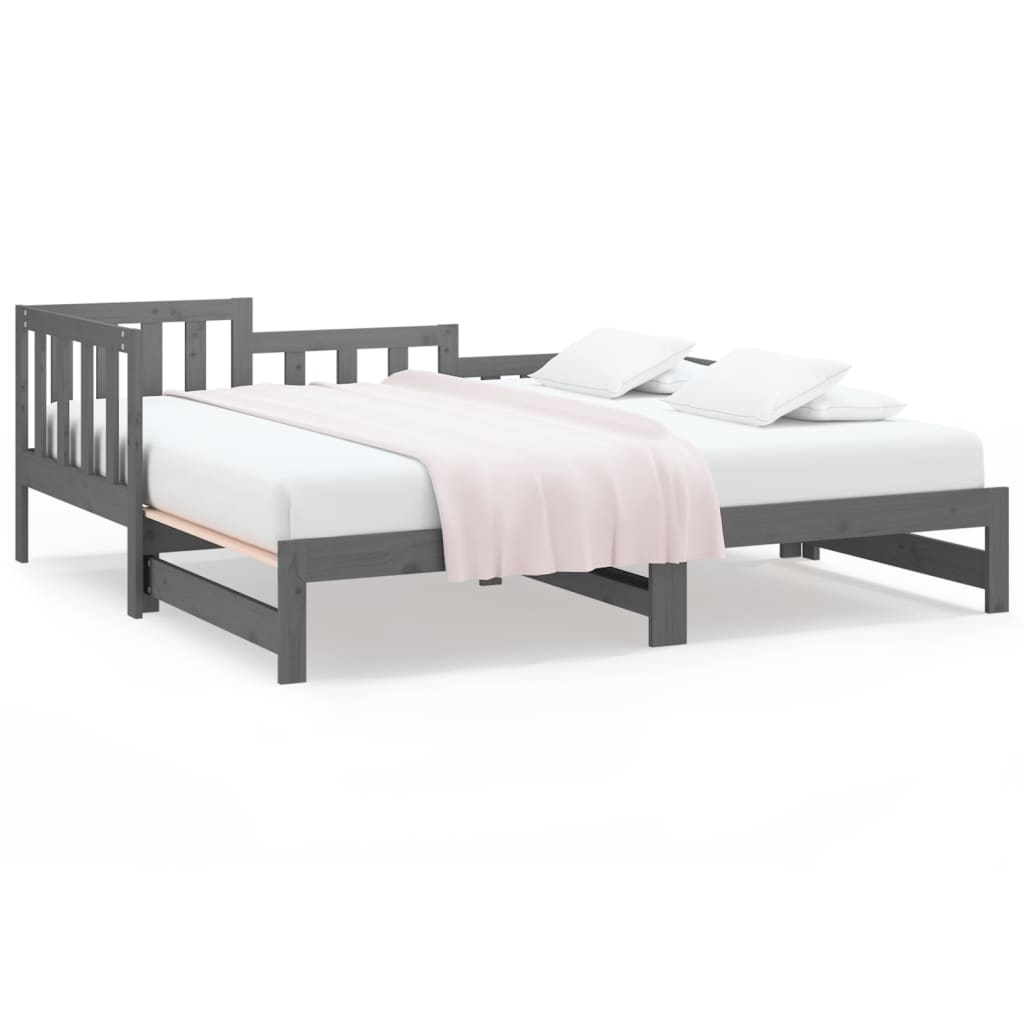 Berkfield Pull-out Day Bed Grey 2x(90x200) cm Solid Wood Pine