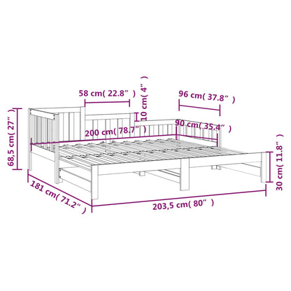 Berkfield Pull-out Day Bed Grey 2x(90x200) cm Solid Wood Pine