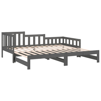 Berkfield Pull-out Day Bed Grey 2x(90x200) cm Solid Wood Pine
