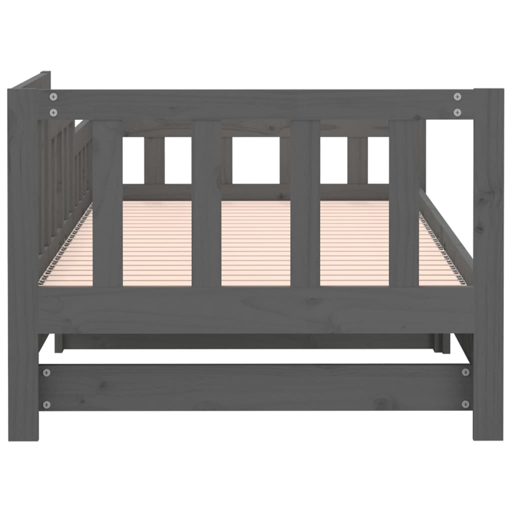Berkfield Pull-out Day Bed Grey 2x(90x200) cm Solid Wood Pine