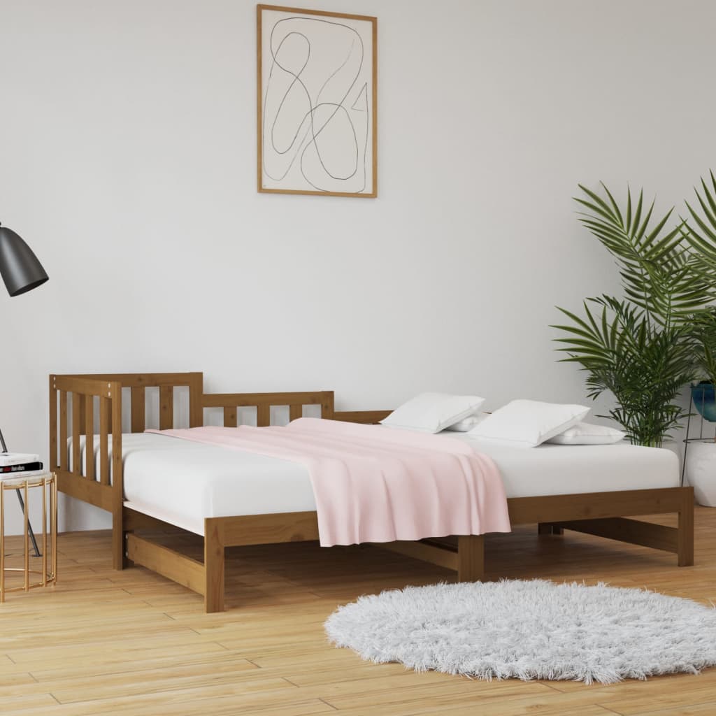 Berkfield Pull-out Day Bed Honey Brown 2x(90x200) cm Solid Wood Pine