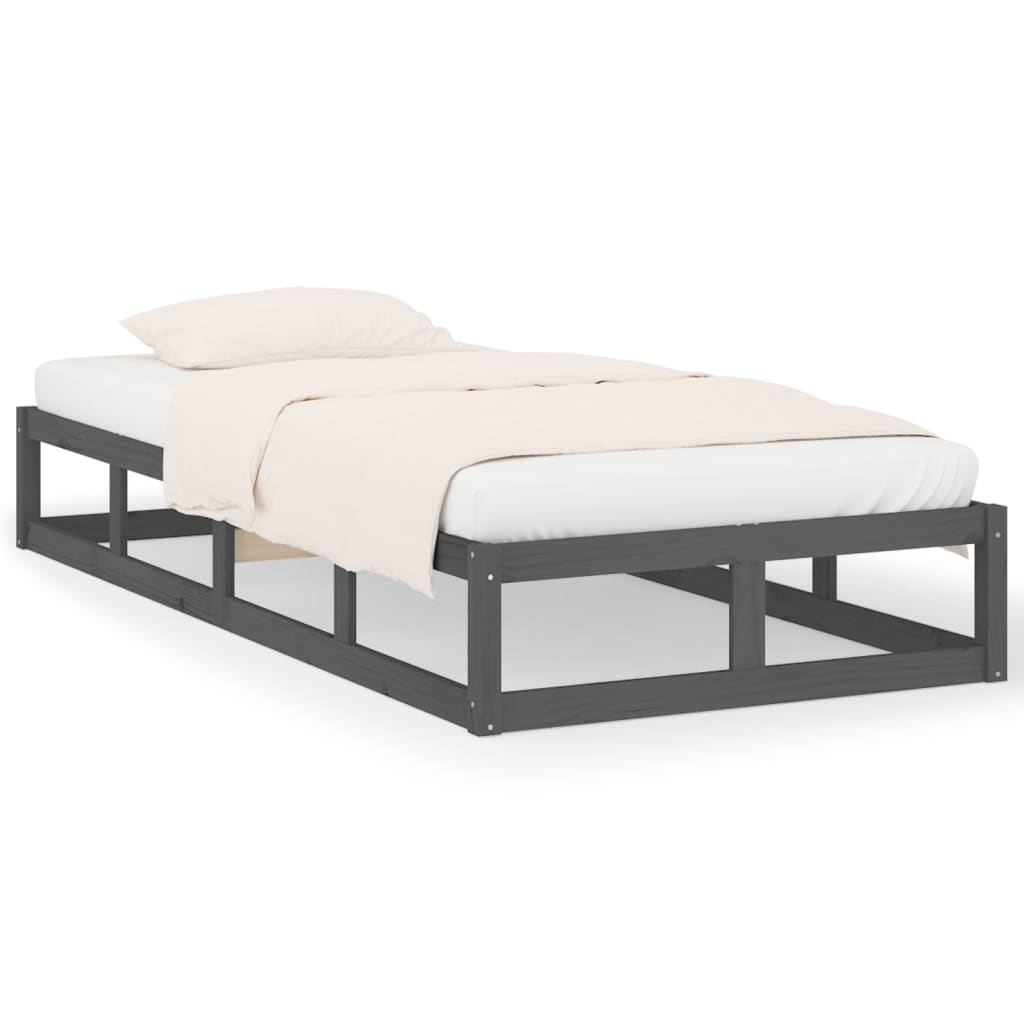 Berkfield Bed Frame Grey 100x200 cm Solid Wood