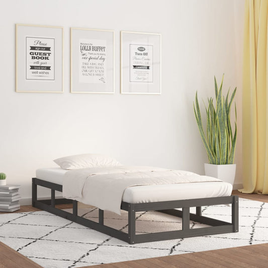 Berkfield Bed Frame Grey 75x190 cm Small Single Solid Wood