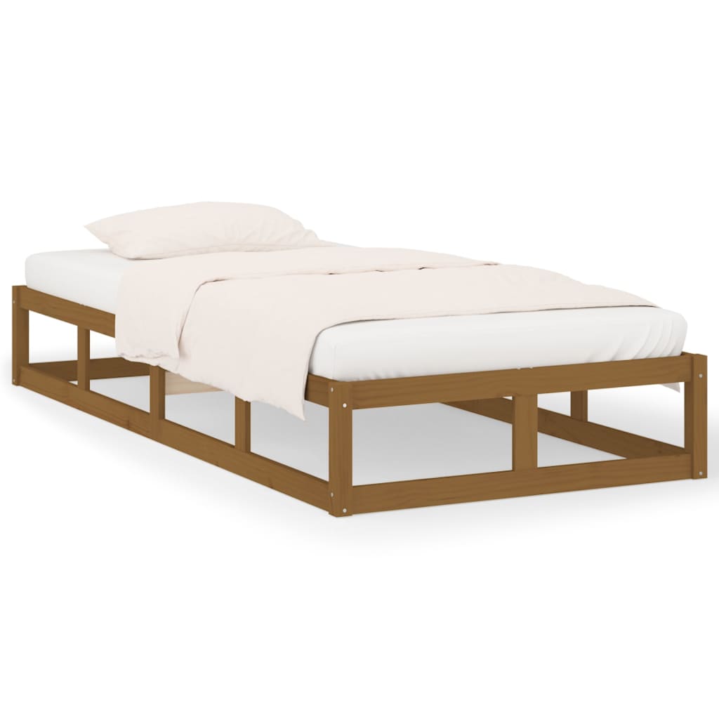 Berkfield Bed Frame Honey Brown 75x190 cm Small Single Solid Wood
