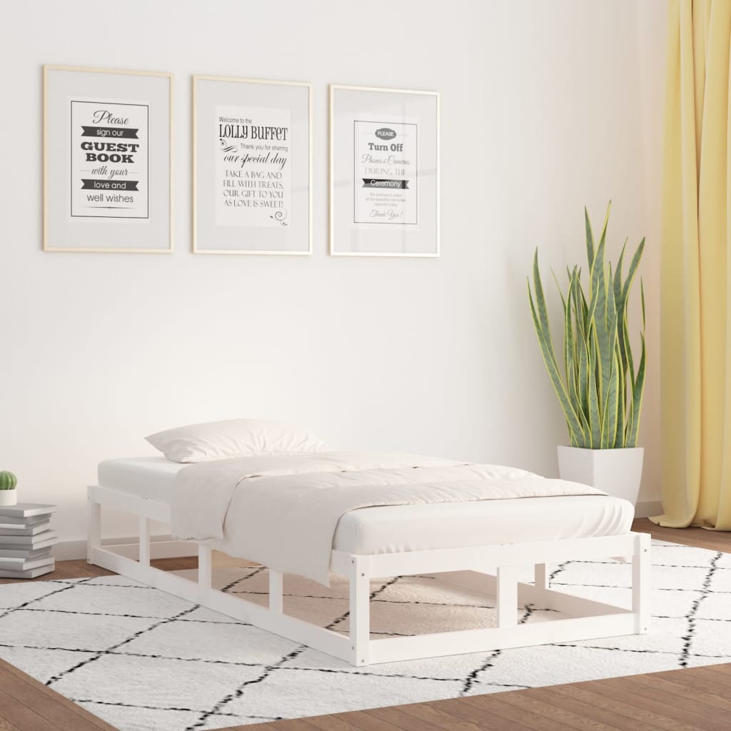 Berkfield Bed Frame White 90x190 cm Single Solid Wood