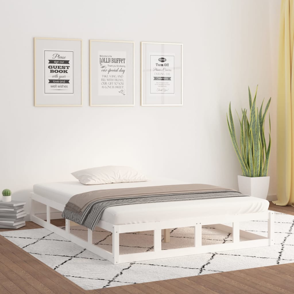 Berkfield Bed Frame White 135x190 cm Double Solid Wood