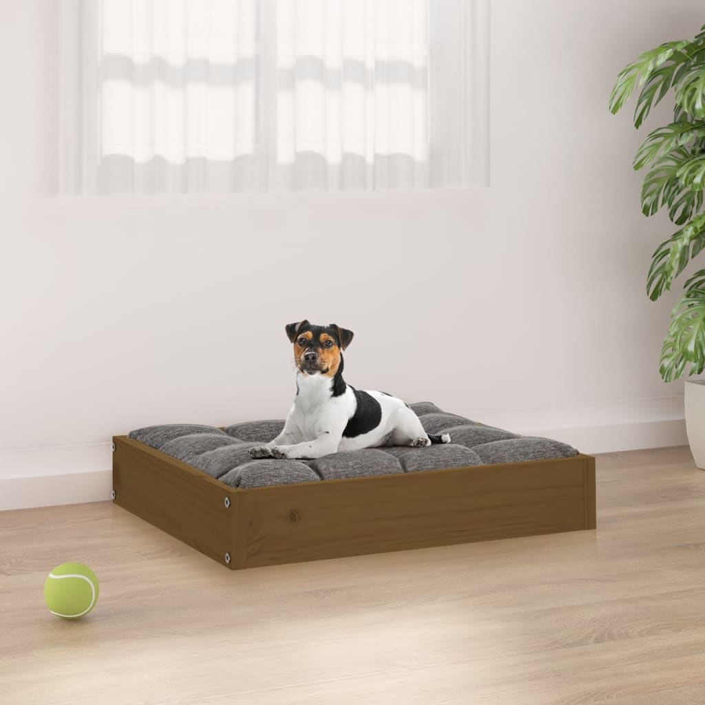 Berkfield Dog Bed Honey Brown 51.5x44x9 cm Solid Wood Pine