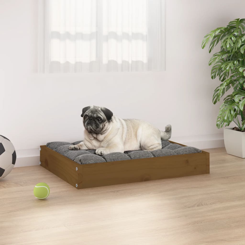Berkfield Dog Bed Honey Brown 61.5x49x9 cm Solid Wood Pine