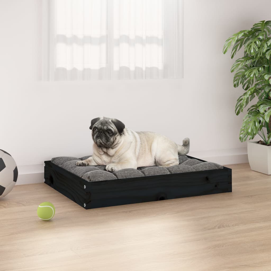 Berkfield Dog Bed Black 61.5x49x9 cm Solid Wood Pine